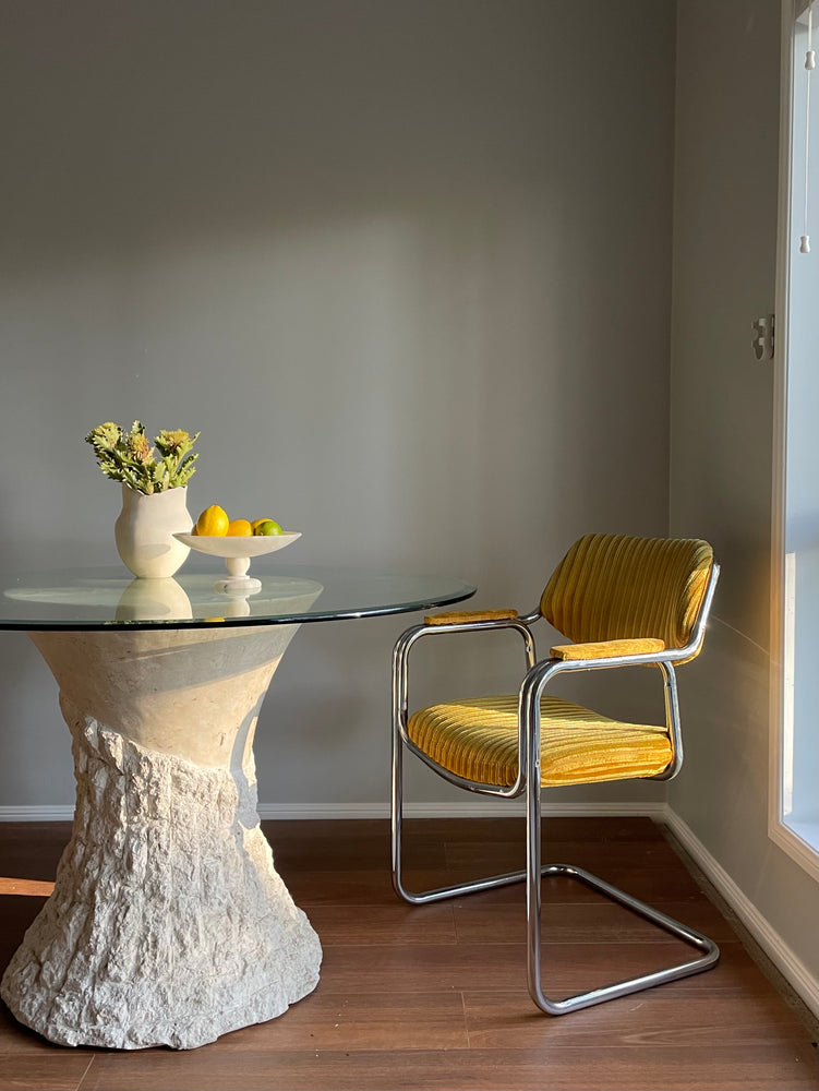 Golden Yellow Chrome Cantilever Dining chairs