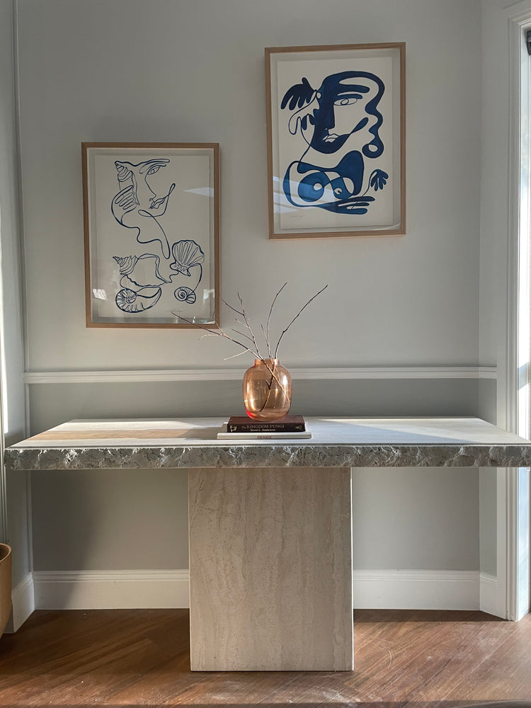Thick Edge Extra Large Travertine Console Table