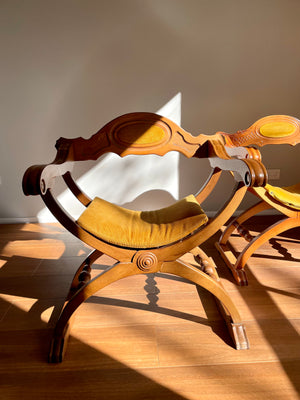 Yellow Upholstery Savonarola chair