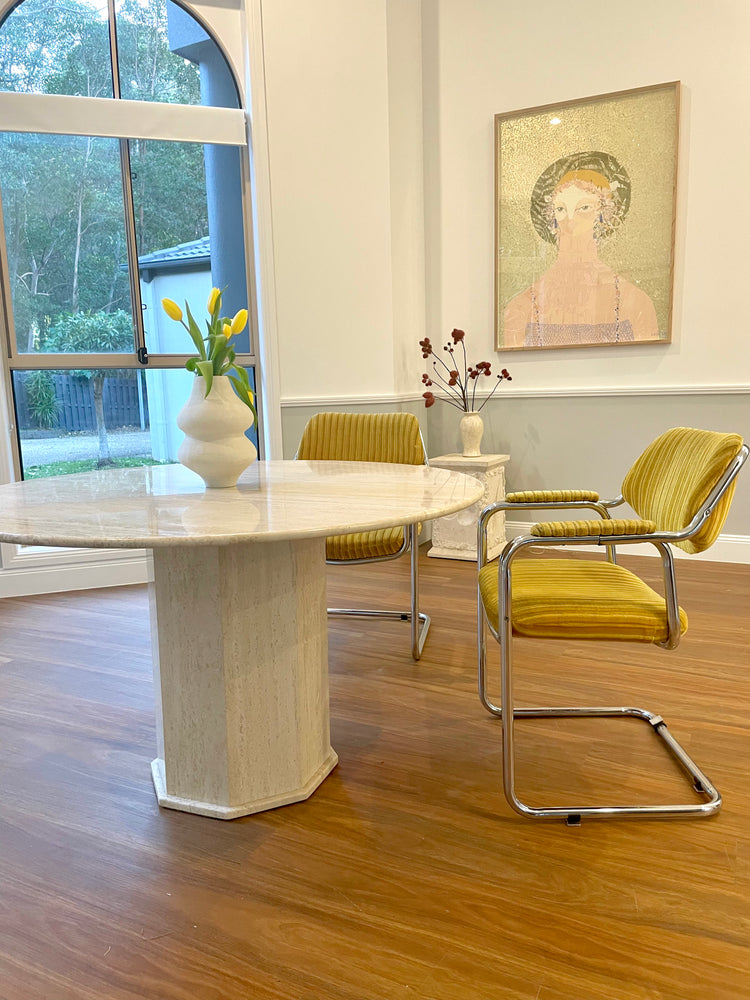 Golden Yellow Chrome Cantilever Dining chairs