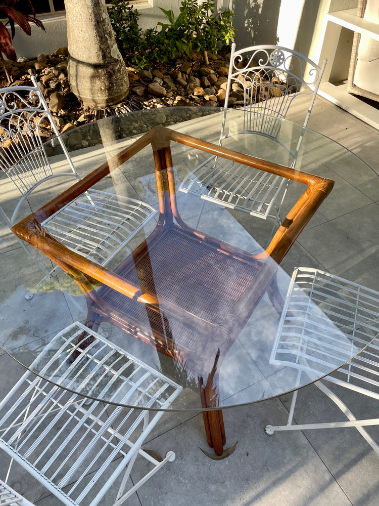 Bamboo and Glass Outdoor table