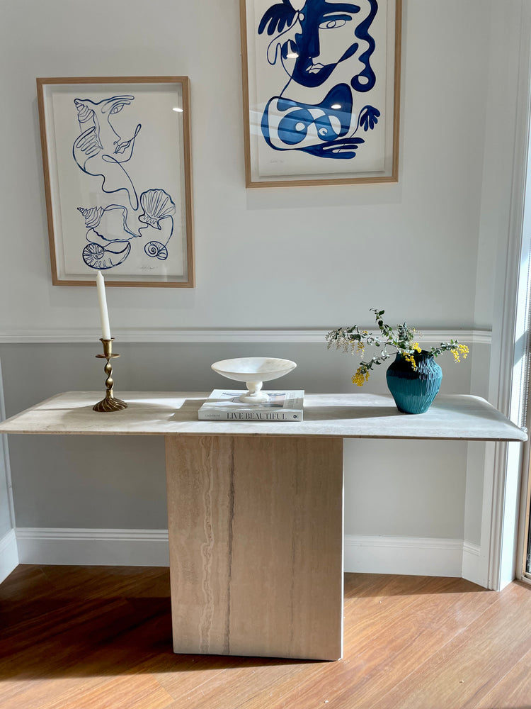 Large Creamy Travertine Console Table