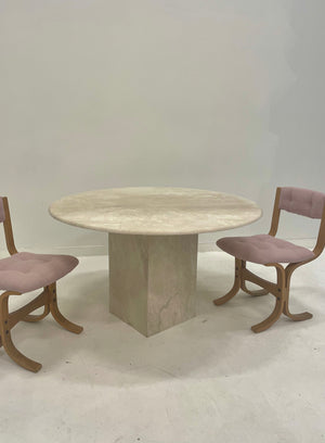 Four Powder Pink Boucle Danish Deluxe Dining chairs