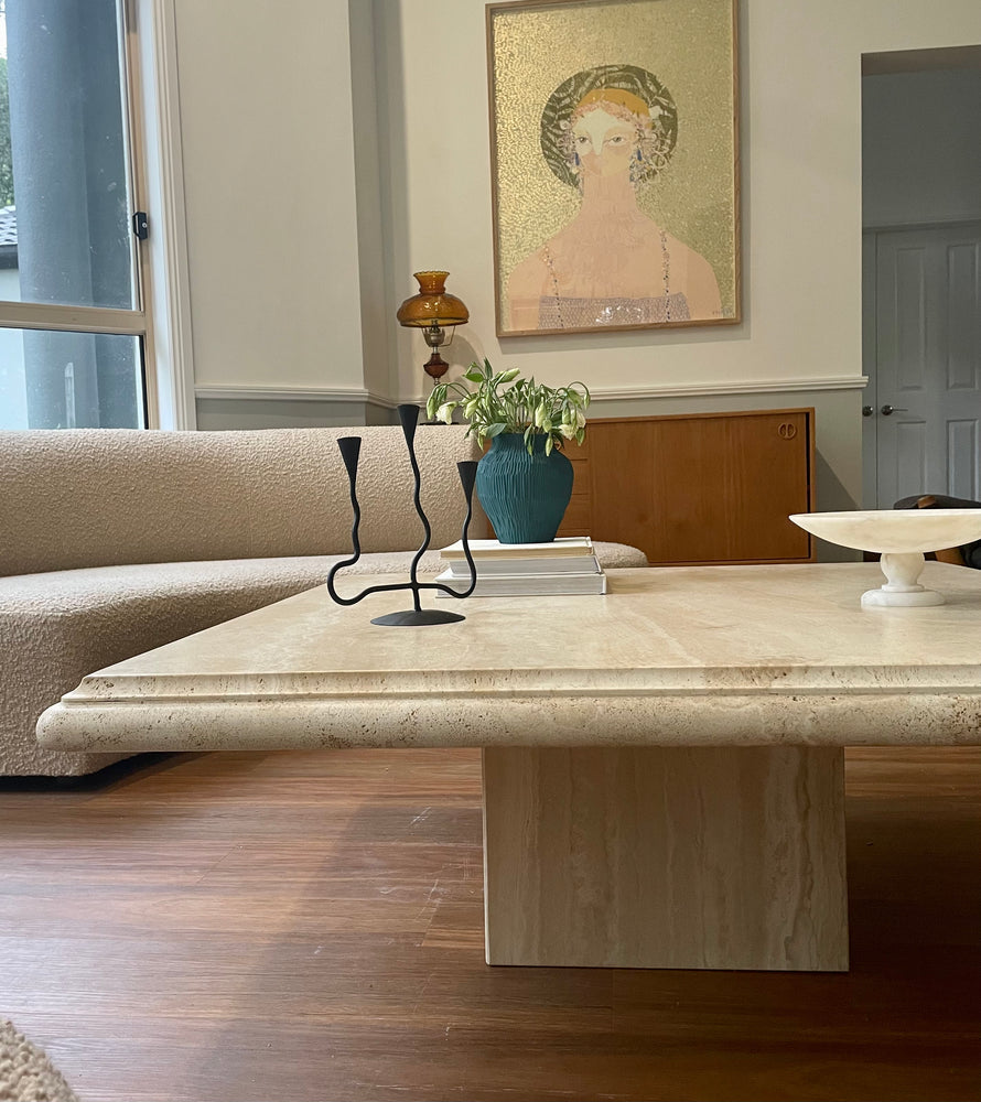 Travertine Coffee Table with bullnosed edge detail