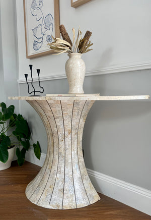 tessellated marble Console with Brass Inlay
