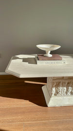 White and cream Travertine and Fossil Stone Coffee Table