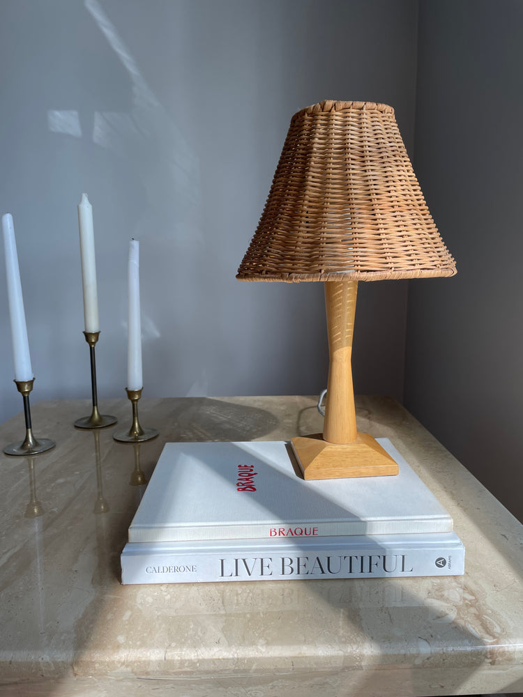 Wood and Rattan Table Lamps