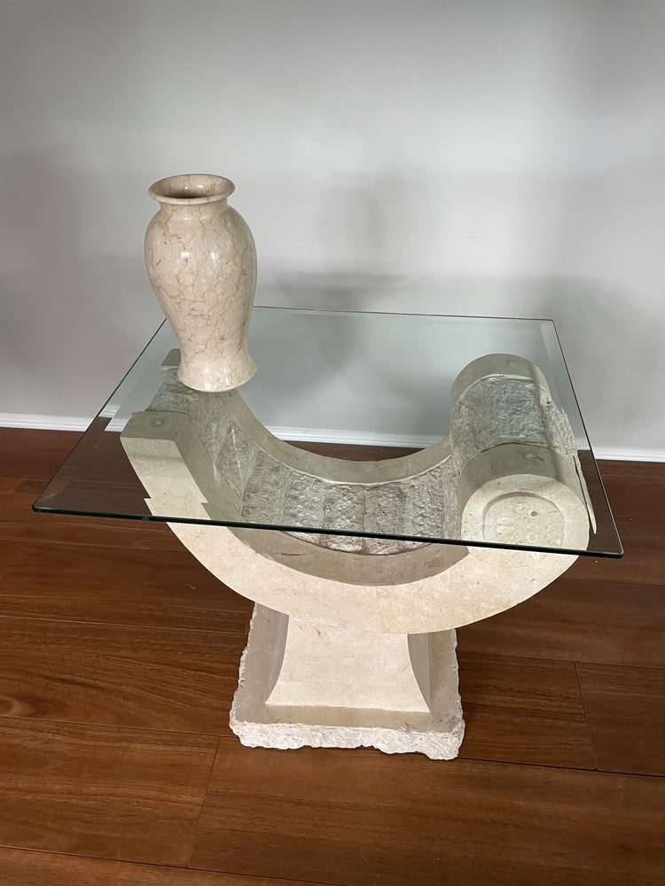 Half Moon Large Fossil Stone Side Table