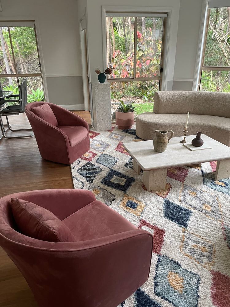 Designer Dust Pink Velvet armchairs