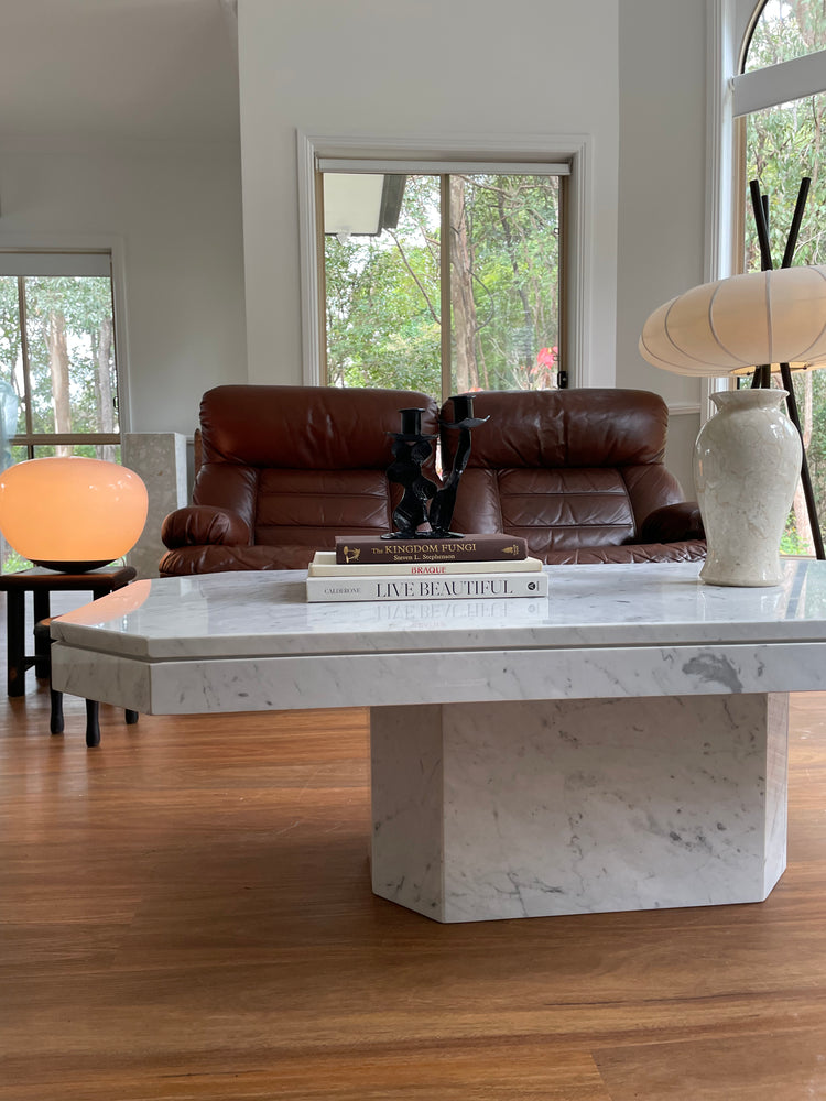 Thick edge Grey and White Marble Coffee Table
