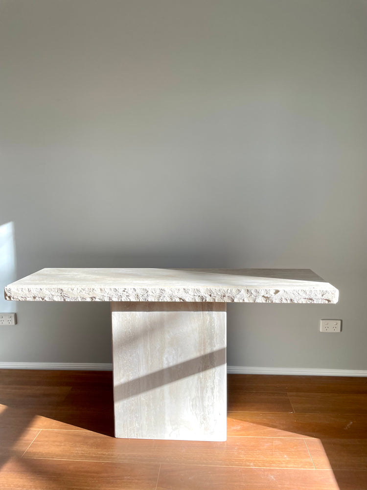 Thick Edge Large Travertine Console Table